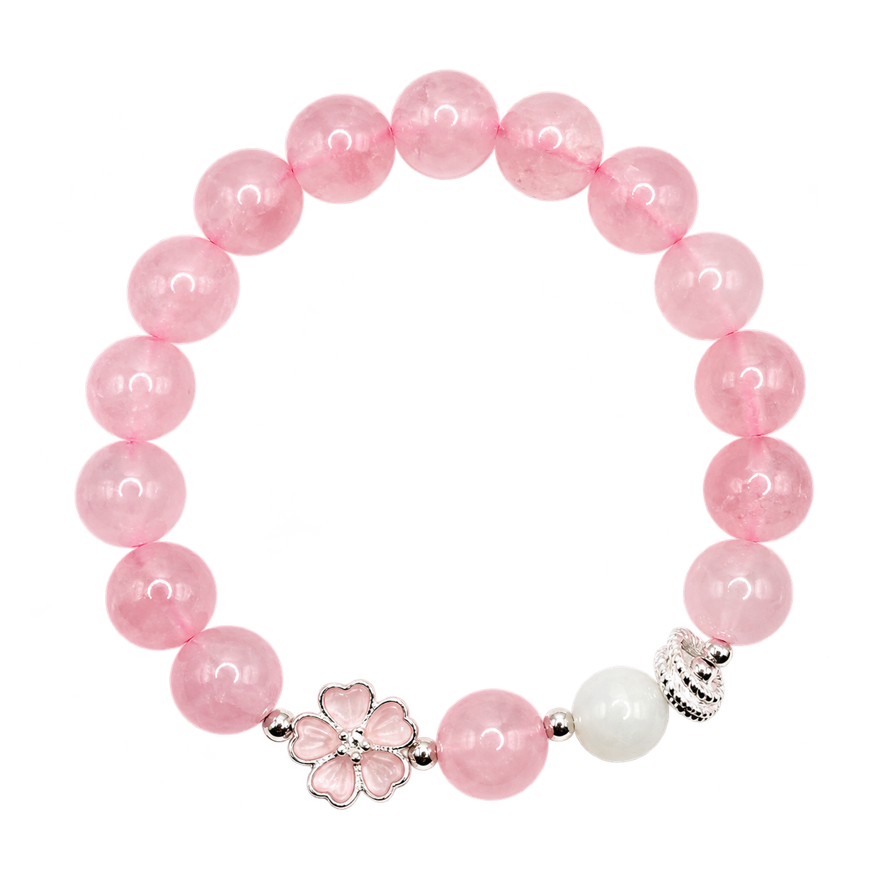 Rose Blossom crystal bead bracelet — Blush shades, little flowers, words left unsaid.