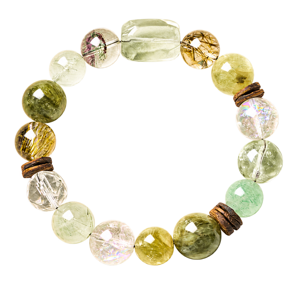 Moss Mosaic crystal bead bracelet — Greens and wood tones for your everyday pauses.
