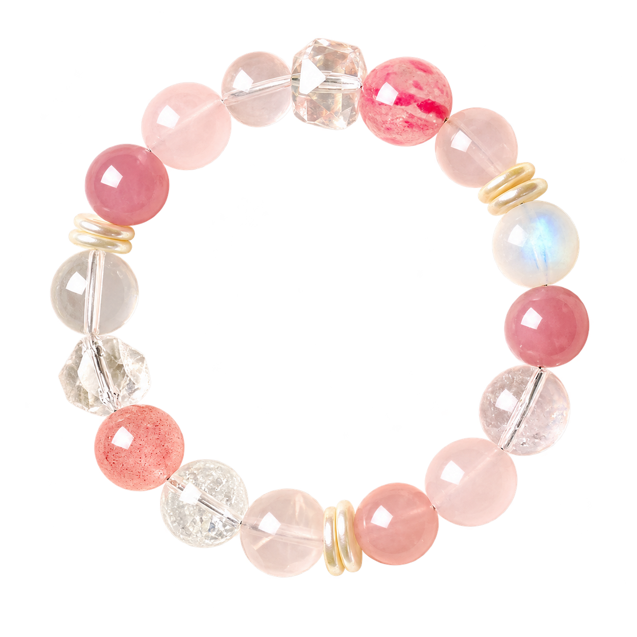 Blush Mosaic crystal bead bracelet — Blush shades, little flowers, words left unsaid.