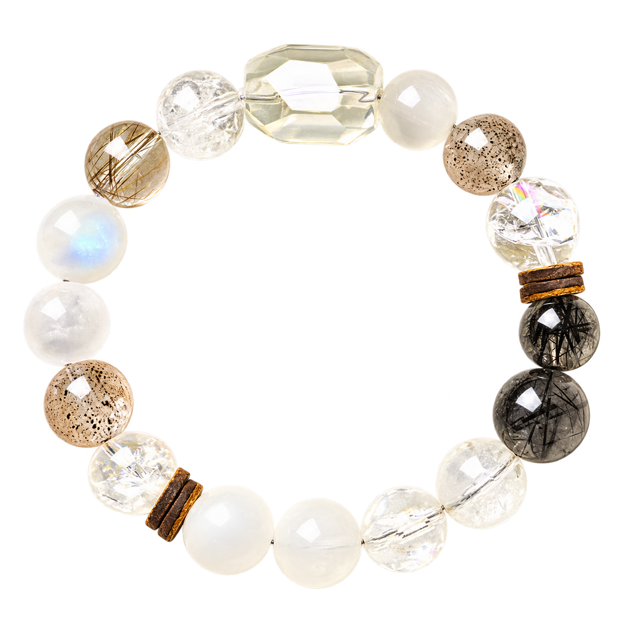 Monochrome Mosaic crystal bead bracelet — Clear whites and blues, with a lighter touch.