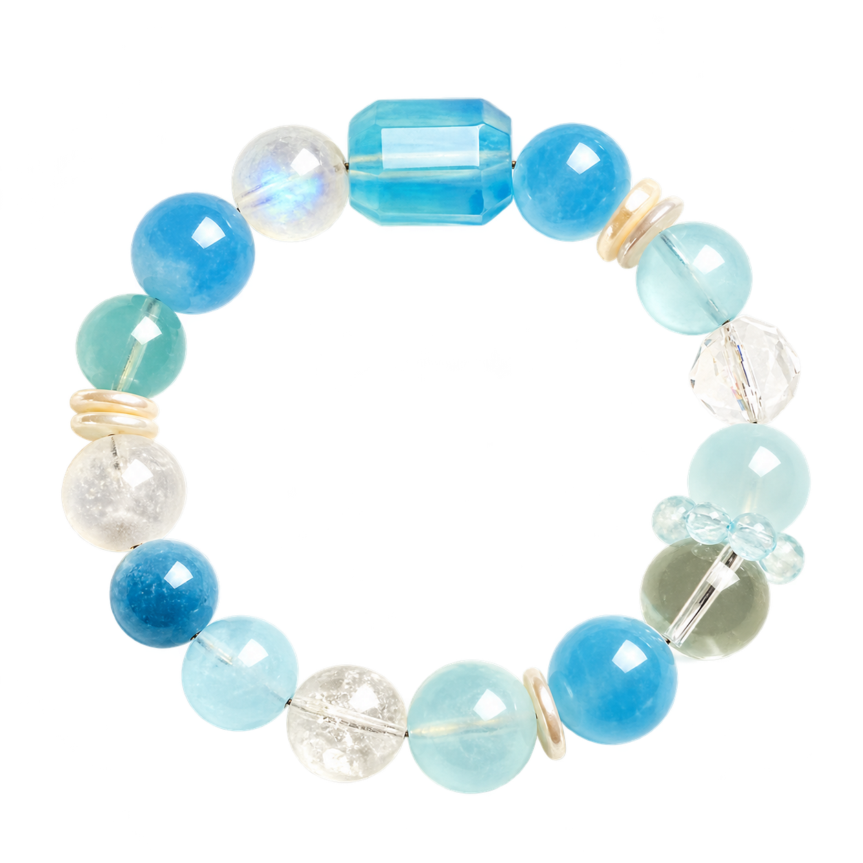 Aqua Mosaic crystal bead bracelet — Clear whites and blues, with a lighter touch.