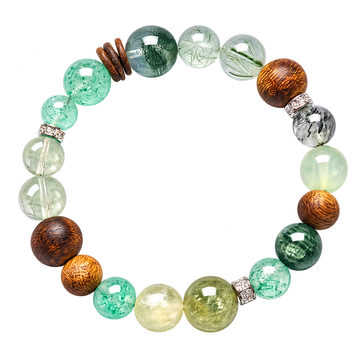 Forest Trail crystal bead bracelet — Greens and wood tones for your everyday pauses.